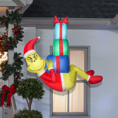 Hanging Airblown® Inflatable Grinch with Gift Stack