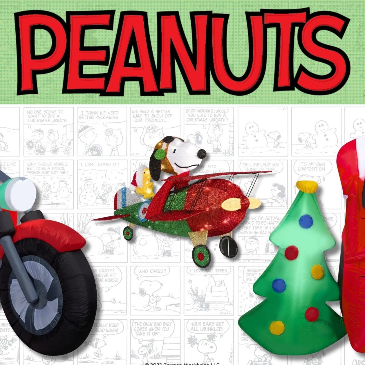 Joyful peanuts christmas decorations featuring snoopy and woodstock
